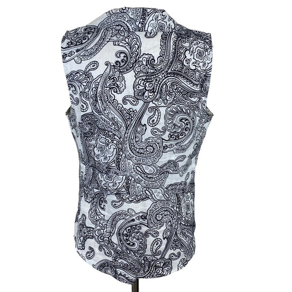 St. Tropez 100% linen paisley button-down top size M vaca travel resort wear - Picture 2 of 6